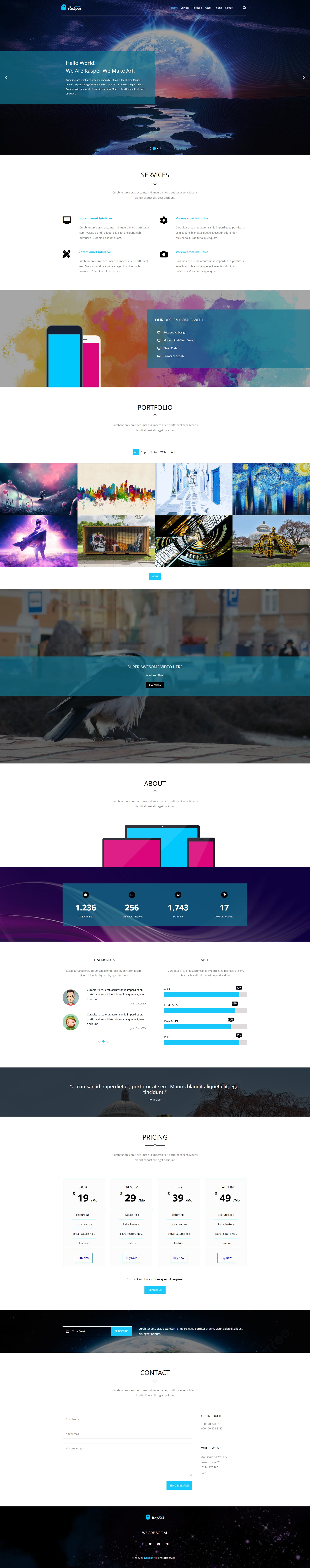 Kasper Creative Design - Creative agency template with pure CSS animations and modern layout